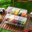 Large Chilled Condiment Caddy,Stackable Chilled Condiment Containers Server with Lids for 5 Removable Compartments (5 Containers, 1 pack)