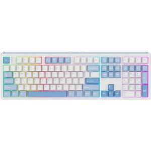 EPOMAKER TH108 Full Size Mechanical Keyboard, Wireless Gaming Keyboard with 8000mAh Battery, Creamy Gasket, 108 Keys, Hot Swap, Custom Driver, RGB Backlight (Blue & White, Sea Salt Silent)