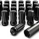 Gaemi M14x1.5 Spline Lug Nuts,24 PCS Black Wheel Lug Nuts with Socket Key,2 inches Length with Cone Seat for Aftermarket Wheels