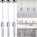 3 Lights Independent Kitchen Island Dining Room Light Pendant Light Fixtures Bubble Crystal Chandeliers Modern Kitchen Island Lighting Chandeliers Fixtures LED Lampara, 6000K LED Bulbs Included (Silver)