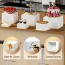 6 PCS Buffet Risers, Food Risers for Buffet Table, Display Stand Shelf for Party, Catering, Jewelry & Collectibles, White Acrylic Nesting Boxes for Food Display (8" 7" 6" 5" 4" 3")