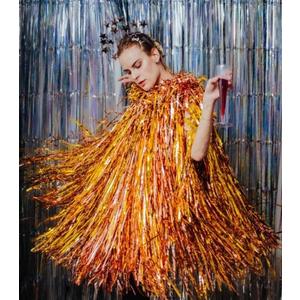 Tinsel Dress for Women, Multi Layer Tinsel Fringe Foil Dance Costume for Carnival Christmas Festive Party Event (Small)