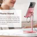 LISEN Pink Vanity Girls Room Decor Kitchen Decor Accessories, Cute Pink Phone Stand Bathroom Essentials Decor Desk Accessories for iPad mini Gift Mothers Day Birthday Decorations 4-10 in