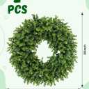 Wreaths 26" Boxwood Wreath for Front Door, Faux Round Boxwood Wreath, All Season Outdoor & Indoor Window, Porch Wall Decor. Day Farmhouse Wedding Home Greenery Decoration (2)