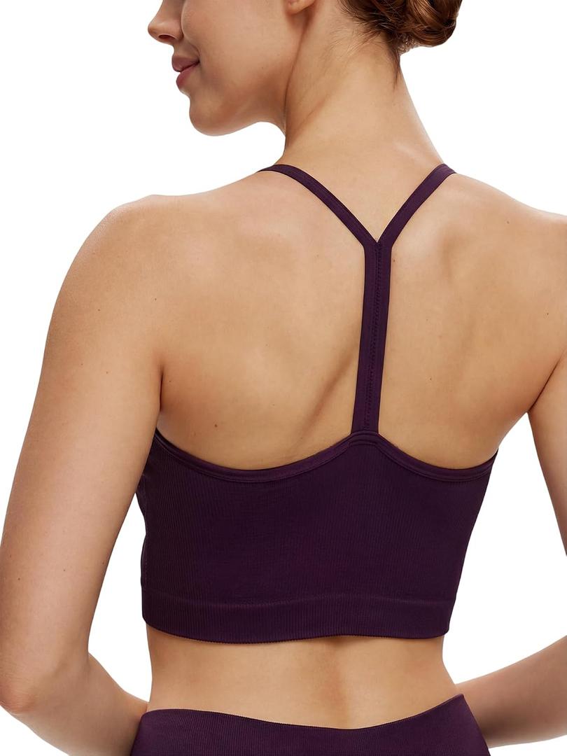 NANJI Seamless Sports Bra for Women - Padded Racerback Y Bra Low Impact Removable Pad for Fitness Gym Yoga Workout Top (XL)
