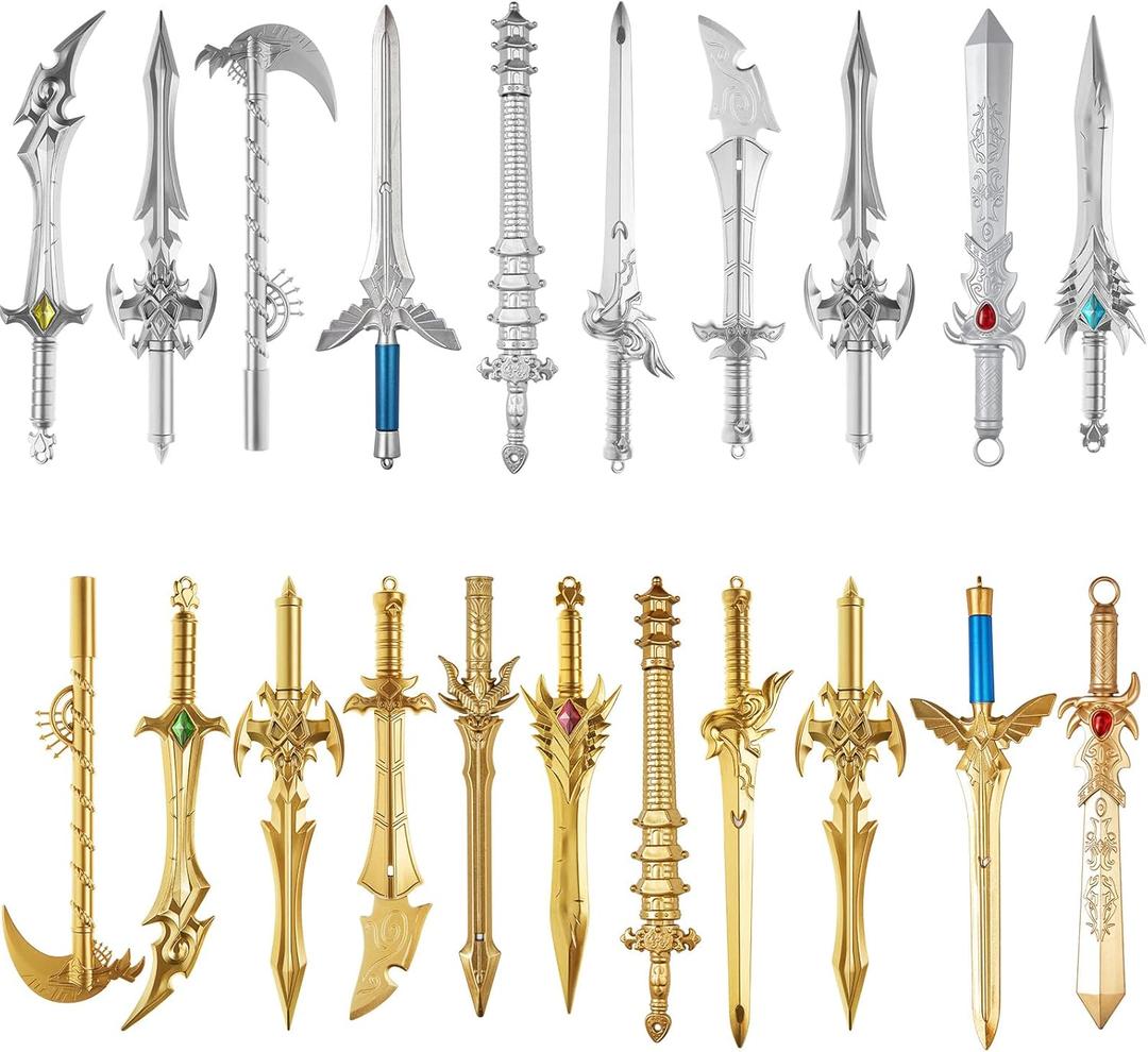 Yexiya 24 Pack Ancient Sword Pens Set Gel Ink Novelty Fun Cool Sword Plastic Gel Ink Cool Pens for Christmas Birthday Party Presents and Writing Random Style