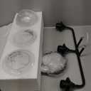 MELUCEE 25 Inch Bathroom Light Fixtures Black, 3-Light Vanity Lights with Blue Striped Swirl Glass Shade, Mid-Century Modern Bathroom Vanity Light Over Mirror