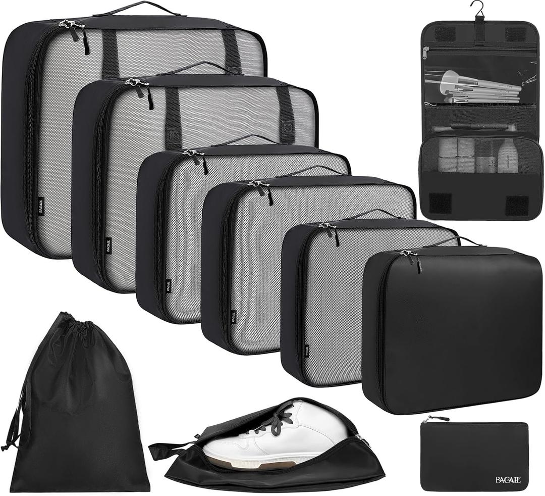 BAGAIL 10 Set Packing Cubes Various Sizes Packing Organizer for Travel Accessories Luggage Carry On Suitcase