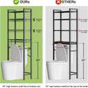 Kalrin Over-The-Toilet Storage Rack, 4-Tier Bathroom Organizer Shelf Over Toilet with Adjustable Shelf and Basket, Freestanding Space Saver Bathroom Shelves Above Toilet for Room (Pure Black)