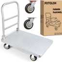 Stainless Steel Platform Cart 1320 lbs Heavy Duty Flatbed Push Dolly with 5 Inch Rubber Wheels 36 x 24 Inch Platform Truck for Warehouse Industrial Use Black