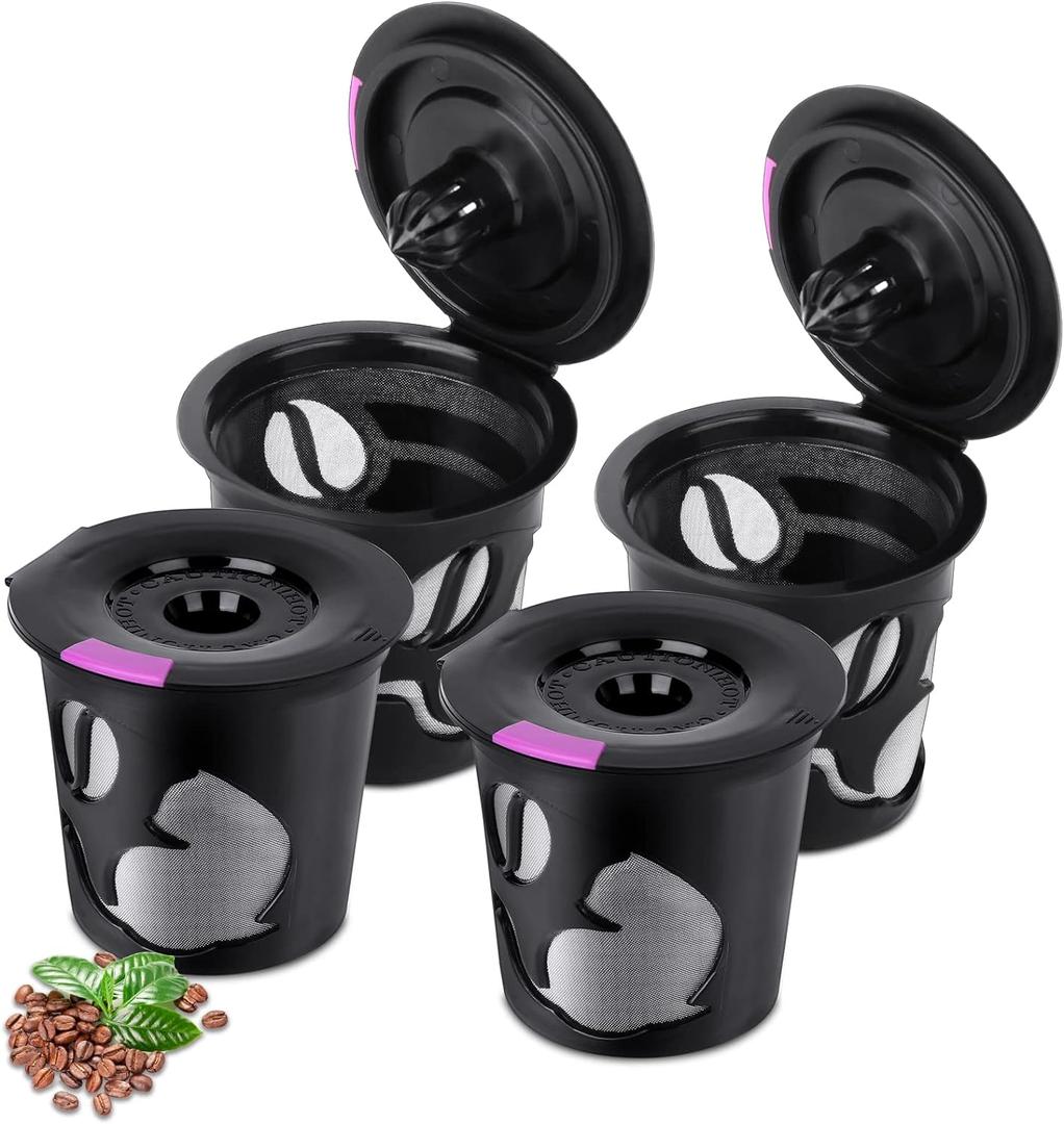 Reusable K Cups for K-Mini/K-Duo/K-express, 4 Pack Reusable Coffee Pods for K-eurig, BPA Free Refillable Single K Cups for K-eurig 1.0 & 2.0 Series