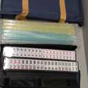 American Mahjong Game Set, 166 Premium White Tiles, 4 All-in-One Color Rack/Pushers, Complete Mahjong Set Blue Carrying Bag