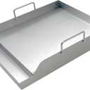 Direct Store Parts DS125 Stainless Steel BBQ Cooking Griddle, Universal Flat Top Griddle with 2 Handles for Most Gas Grills, W12.5"D16"H2.75", Heavy Duty Stainless Steel Griddle 1PC, Small Size