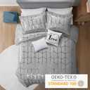 Intelligent Design Raina Full/Queen Comforter Set, Soft Microfiber, Modern Geometric Metallic Bed Set, 5 Pieces College Bedding with 2 Shams, 2 Toss Pillows Grey/Silver