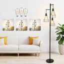 Dimmable Floor Lamp,70 Farmhouse Rustic Standing Tree Lamp with 3 LED Edison Bulbs,Industrial Modern Tall Lamp with Elegant Cage for Living Room Corner Bedroom Office Reading