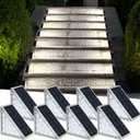 AUDLES LED Solar Step Lights Waterproof Outdoor Stair Lights, Solar Deck Lights Outdoor Decor IP67 Solar Lights for Yard, Patio, Garden, Walkways, Front Door, Pathway, Driveway (8) (Cool White)