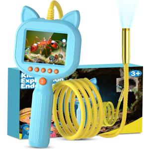 Kids Borescope Toy with Light, 1920P HD Endoscope Snake Wildlife Camera with 2.8" LCD, STEM Educational Science Kit for Ages 3-12, Stocking Stuffer & Outdoor Nature Exploration Gifts for Boys & Girls (Blue)