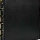 Vintage Hardback 3 Ring Binder 1 Inch, Professional Leather Binder 3 Ring, Three Ring Binders Fits 8.5" x 11", D Ring Binders for Photo Album, Home, School and Office Supplies- Black