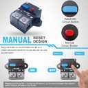 50 Amp Circuit Breaker with Manual Reset Switch for RVs Trolling Boat Marine Truck Vehicles Stereo Audio Electronic Battery Solar System, 12V-48VDC Waterproof