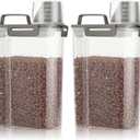 TBMax Small Dog Cat Food Storage Containers 2 Pack, Travel-Friendly Pet Food Container with Spout & Measuring Cup, Kid-Friendly Pet Feeding Dispenser, Portable Dog Treat Bird Seed Container -Grey