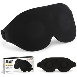 3D Sleep Mask with Travel Storage Bag  Blackout Eye Mask for Sleeping, Side Sleepers & Travel  Soft Memory Foam, Adjustable Strap, Lightweight & Comfortable Fit