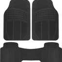BDK ProLiner Car Floor Mats for Cars Trucks SUV, 3-Piece All-Weather Heavy Duty Rubber Liners with Universal Trimmable Fit, Durable Waterproof Vehicle Auto Floor Mats with Capture Ridges Black