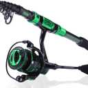 Sougayilang Fishing Rod Reel Combinations, 24 Ton Carbon Fiber, Portable Telescopic Fishing Rod Spinning Reels for Travel Saltwater Freshwater Fishing Gifts for People (3.0m/9.9ft-4000, Green)