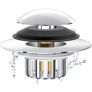 Universal 3 in 1 Bathtub Drain Stopper Bathtub Drain Hair Catcher, Pop-up Tub Stopper with Effective Filter Basket, Anti-Clogging Bathtub Drain Plug Bath Tub Stoppers for 1.45-1.8" Drain Shoe