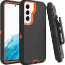 Case for Galaxy S21 with Clip, Heavy-Duty Tough Rugged Shockproof Drop Protective Cover Cases for Samsung Galaxy S21, Black+Orange