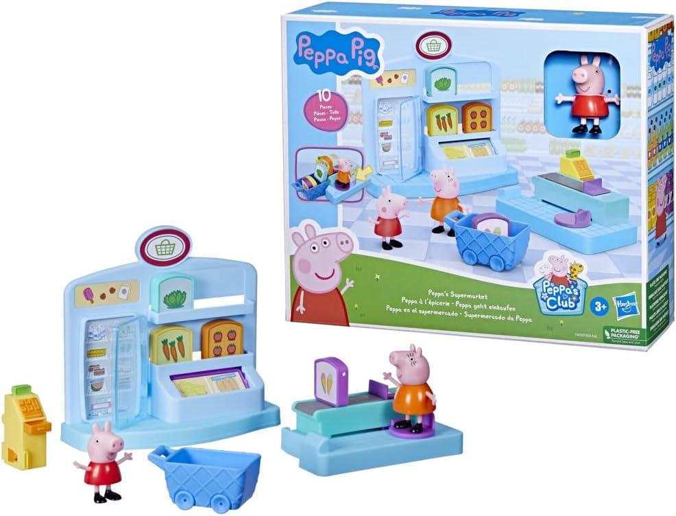 Peppa Pig Peppas Adventures Peppas Supermarket Playset Preschool Toy: 2 Figures, 8 Accessories; for Ages 3 and Up Multicolor