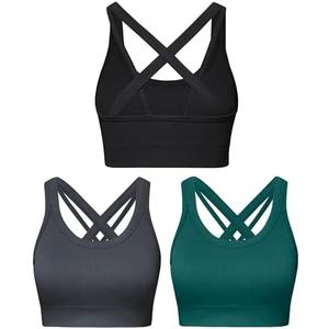 Sports Bras for Women HIigh Support, Criss-Cross Back Padded Strappy High Impact Sports Bras for Women Large Bust, M