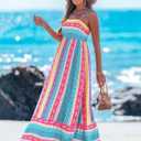 Popvil Women Summer Maxi Dress 2026 Spaghetti Strap Long Beach Dress Boho A-Line Flowy Casual Sleeveless Sun Dress, Large