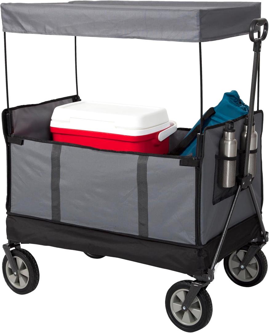 Seina Omni Collapsible Wagon Cart 300 lbs 6ft Storage, Wagons Carts Foldable, Utility Wagon, Grocery Cart on Wheels Foldable, Foldable Wagon Cart (Canopy)