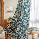 Boho Floral Curtains French Country Farmhouse Curtains 96 Inches Long Light Filtering Window Rod Pocket Drapes for Living Room 2 Panels-Navy Blue Floral