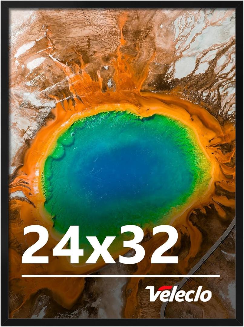 24x32 Picture Frame for Wall Display, 24x32 Black Picture Frame with Shatter Resistant Plexiglass, Stable and Sturdy 24 x 32 Poster Frame for Wall Display, Handpicked Gift Collection, 1 Pack
