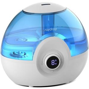 raydrop 2.2L Humidifiers for Bedroom, Cool Mist Humidifiers with Timer, Digital Knob, 26dB Quiet Small Humidifier for Baby, Nursery and Plants with Night Light, 30 Hours Runtime, Easy to Fill & Clean