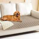 Smiry Waterproof Dog Bed Cover Pet Blanket, Soft Washable Dog Blanket for Furniture Bed Couch Sofa Reversible, Checkered (30"x70", Taupe/Beige)