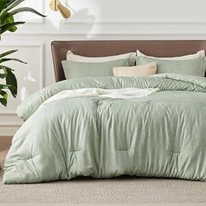 Bedsure King Size Comforter Set  Celadon Green Soft Bedding for All Seasons, Cationic Dyed Bed Set, 3 Pieces, 1 King Size Comforter (104"x90") and 2 Pillow Shams (20"x36"+2")