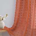 Burnt Orange Curtains 102 Inch for Living Room 2 Panels Set Back Tab Sheer Pom Pom Drapes Terracotta Rust Rustic Western Curtains for Bedroom Cabin Sliding Glass Door Fall Autumn Boho Decor 52W x 102L