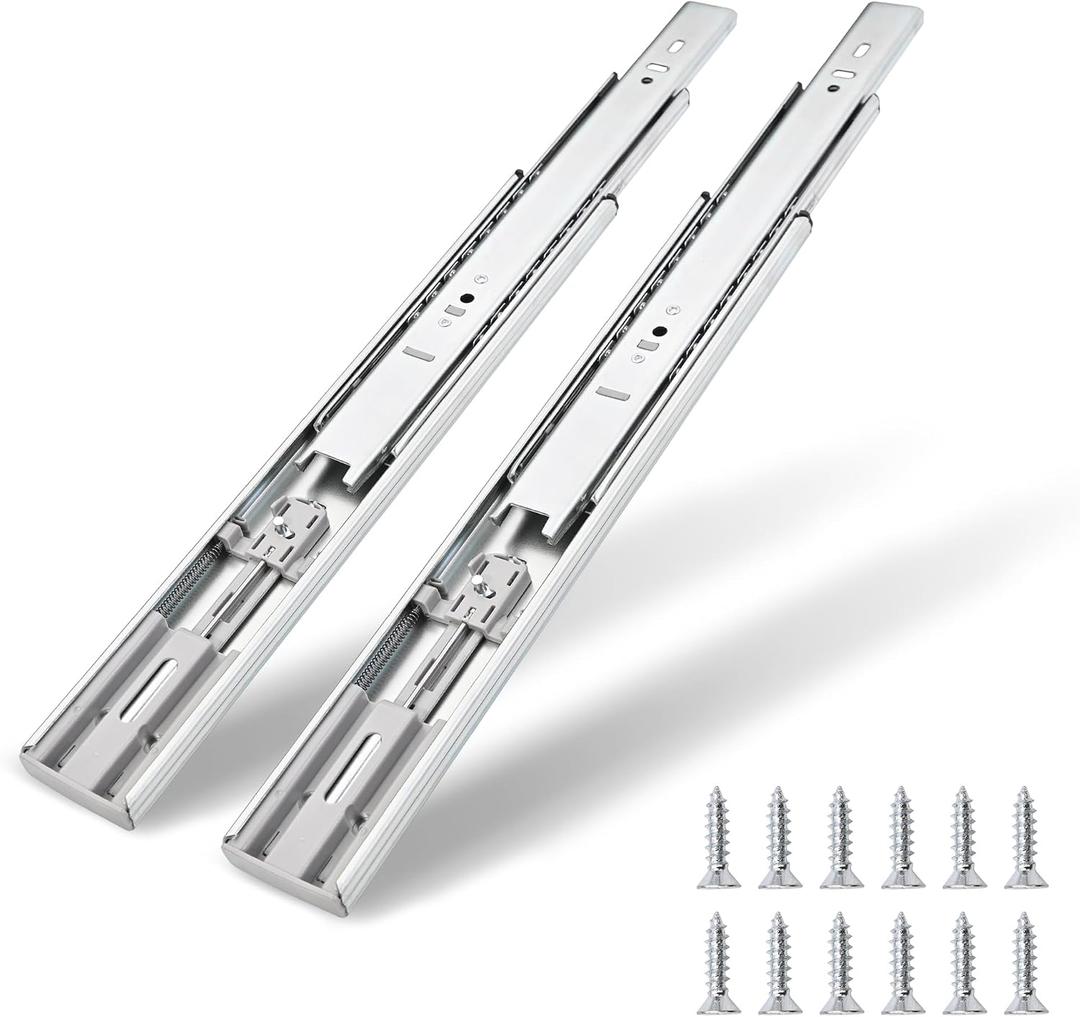 Soft Close Drawer Slides Full Extension 22 Inch Ball Bearing Drawer Slides Heavy Duty Drawer Slider Drawer Glides Side Mount Cabinet Sliders Light Nickel -1 Pairs