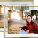 Wall Floating Frame, 8"10", Gold, 2 Set, Wall Mounting or Wall Leaning, For Photo 68, 57, 46, Classy For Mother's Day, Anniversary, Wedding, Home or Office Dcor