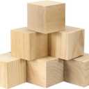 8 Pack 3 Inch Wooden Cubes, Unfinished Natural Wood Blocks, Blank Square Blocks Wood Cubes for Crafts and DIY Dcor