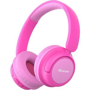 iClever BTH22 Kids Bluetooth Headphones, 60H Play Time, 74/85 dBA Safe Volume, Bluetooth 5.4, USB C, Over Ear Kids Headphones Wireless with Mic AUX Cord for iPad/Tablet/Travel, Blossom Pink