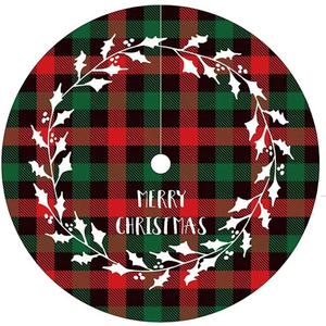 2-Piece Mini Christmas Tree Skirt - 15 Inch Buffalo Check Plaid Tree Skirt - Red & Black Plaid - Snowflake, Reindeer & Santa Designs