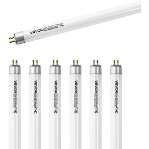 VEVOR 6 Pack T5 Light Bulbs, 21-Inch Linear, Tube Lamp with 3000K Warm White, 13 Watts, G5 Bi-Pin Base, 1100 Lumens, Replacement Bulb, for Under Cabinet Counter Fixture, Closet