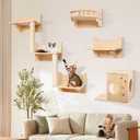 Yosuny Wall Mounted Cat Furniture, Cat Wall Furniture Comfortable, Cat Shelves and Perches for Wall, with Cat Scratching Post, 2 Cahirial Hoteses, Cat Wall Hammock, and Cat