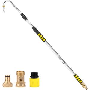 12FT (20ft Reach) Telescopic Gutter Cleaning Tools from the Ground, Rain Gutter Cleaners Tool with Hose Copper Attachment, Long Reach Gutter Cleaner Wand with Extension Pole