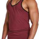 MIZOK Mens Gym Workout Sleeveless Tank Top Color Block Muscle Racerback Athletic Tops Ribbed Knit Shirt (XX-Large, Red)