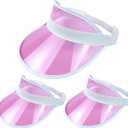 3 Pack Colored Sun Visor Hat Women Men Plastic Clear Visors Hats (Pink)