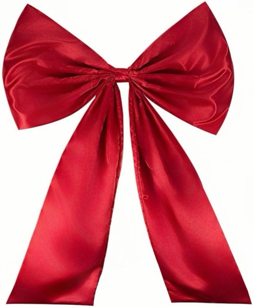 Giant Large Satin Ribbon Bow,25x40inch,Big Giant Bow for Coquette Room Decor,Wedding Birthday Party Backdrop Wall Christmas Tree Decoration (Red) (1PC)